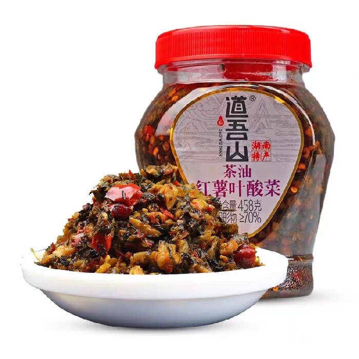 浏阳道吾山茶油红薯叶酸菜458g