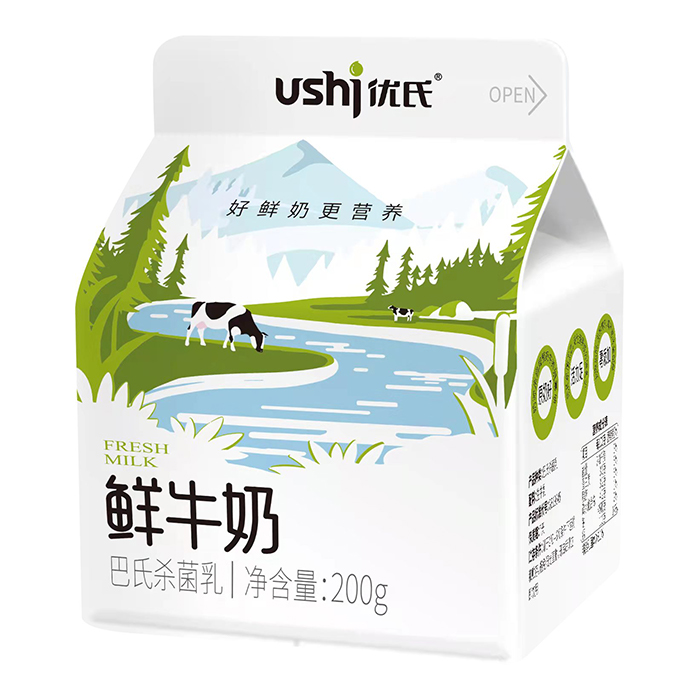 湖南优氏屋顶盒鲜牛奶200g*15纸箱装