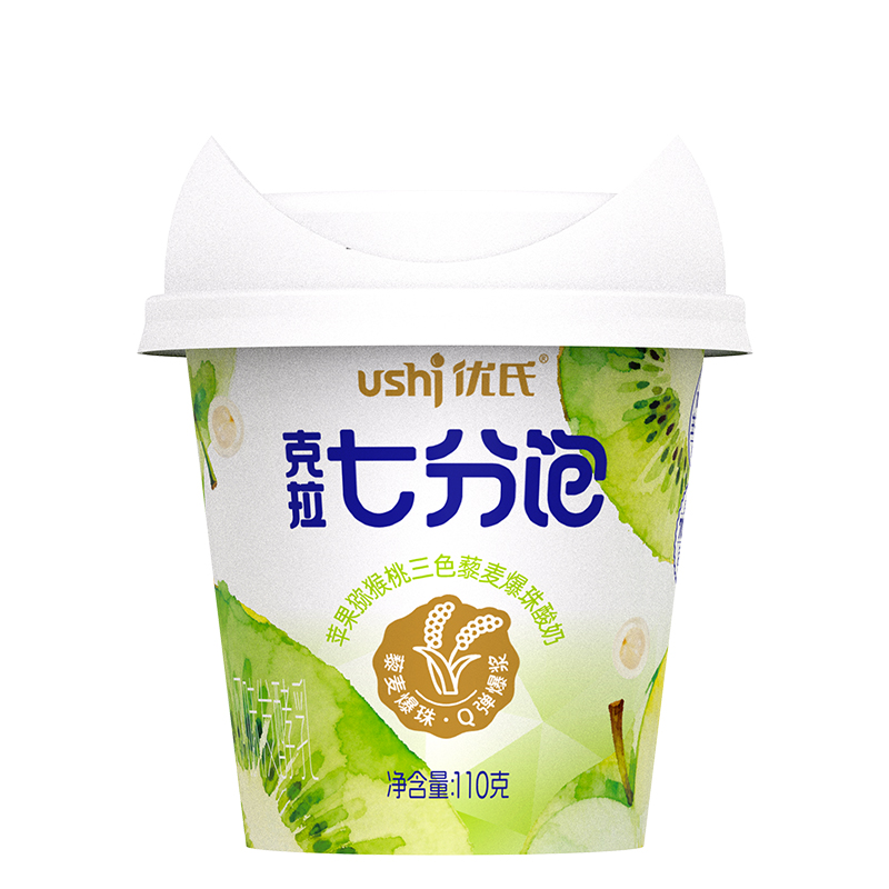 湖南优氏克拉七分饱苹果猕猴桃三色藜麦爆珠酸奶110g*18杯