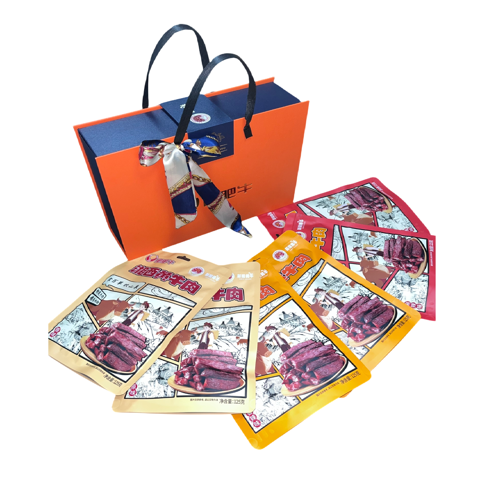 新晃肥肥牛湘西黄牛肉麻辣2袋原味2袋香辣2袋，125g*6袋/提（国家地理标志产品）