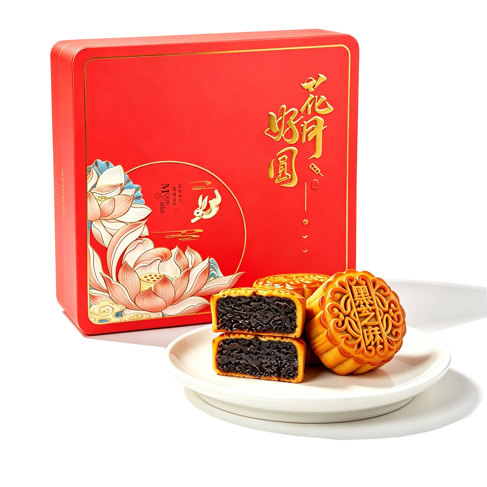 商南县麦浇芽黑芝麻味月饼老月饼点心传统老式糕点包邮800g