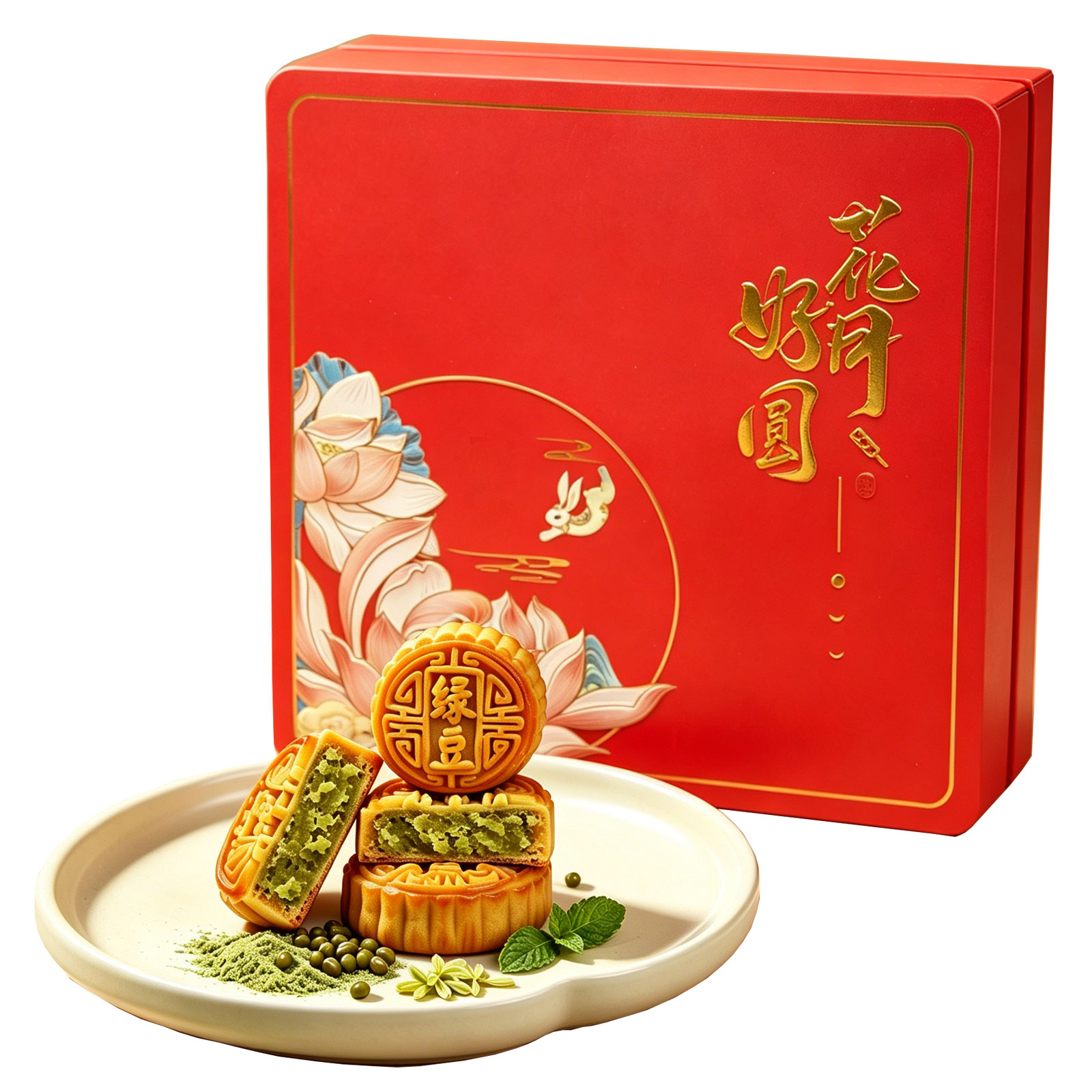 商南县麦浇芽绿豆味月饼老月饼点心传统老式糕点包邮800g