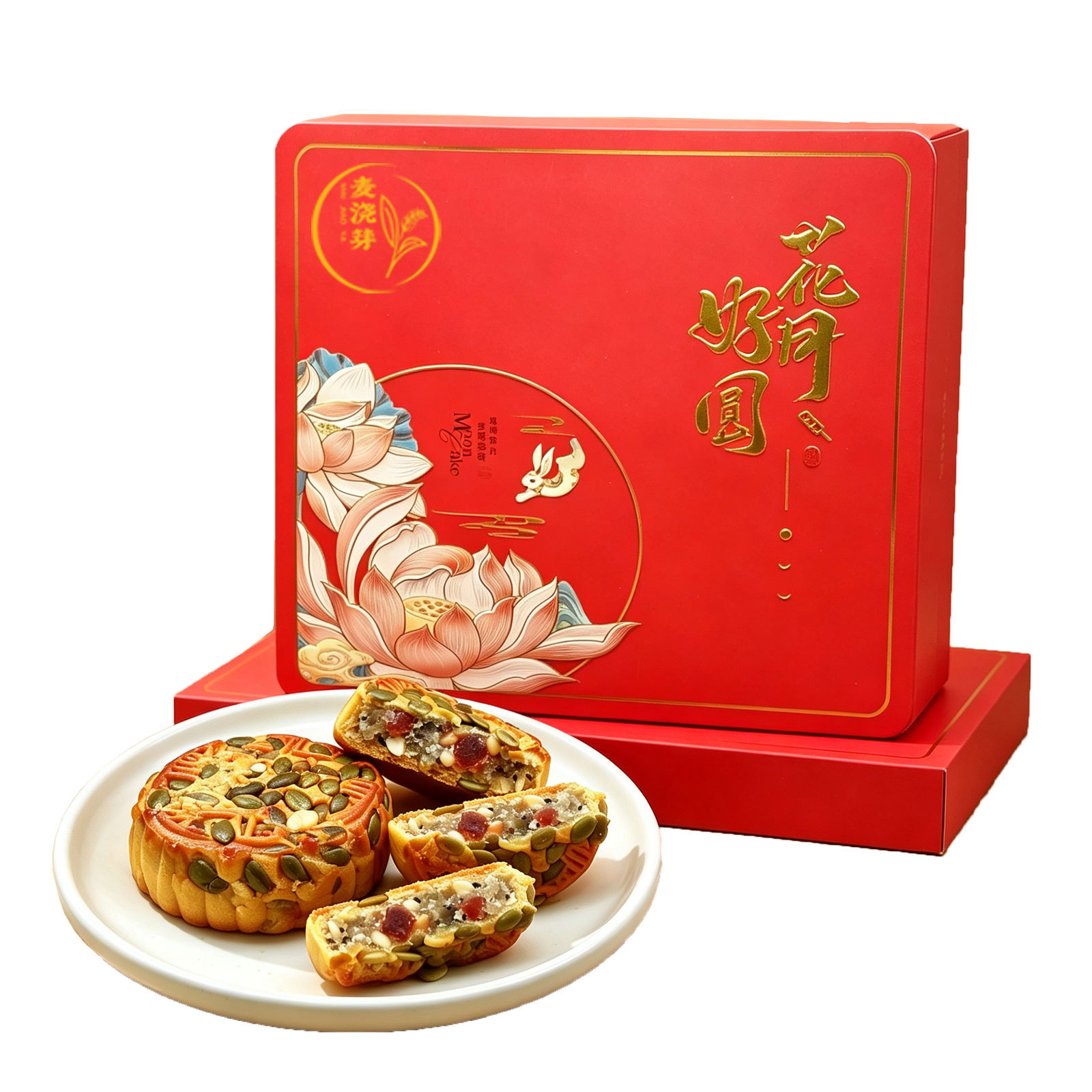 商南县麦浇芽南瓜仁味月饼800g老月饼点心传统老式糕点包邮