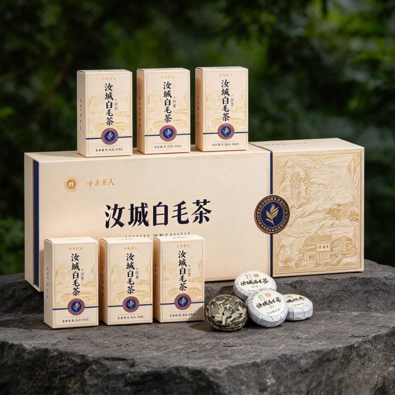 湖南郴州 汝城白毛茶 木草人210克薄片白茶小茶饼